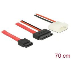 Delock Kabel Slim SATA Buchse > SATA 7 Pin + 2 Pin Strom Stecker 70 cm