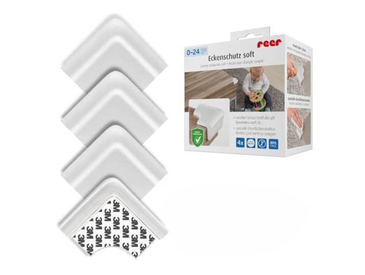 reer Eckenschutz Soft, Tischkantenschutz selbstklebend, 4 Stück, Baby, Weiß