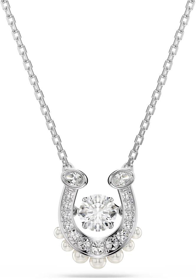 Swarovski Symbolica Horse shoe riipus, kirkkaat zirkonit ja valkoiset helmet,