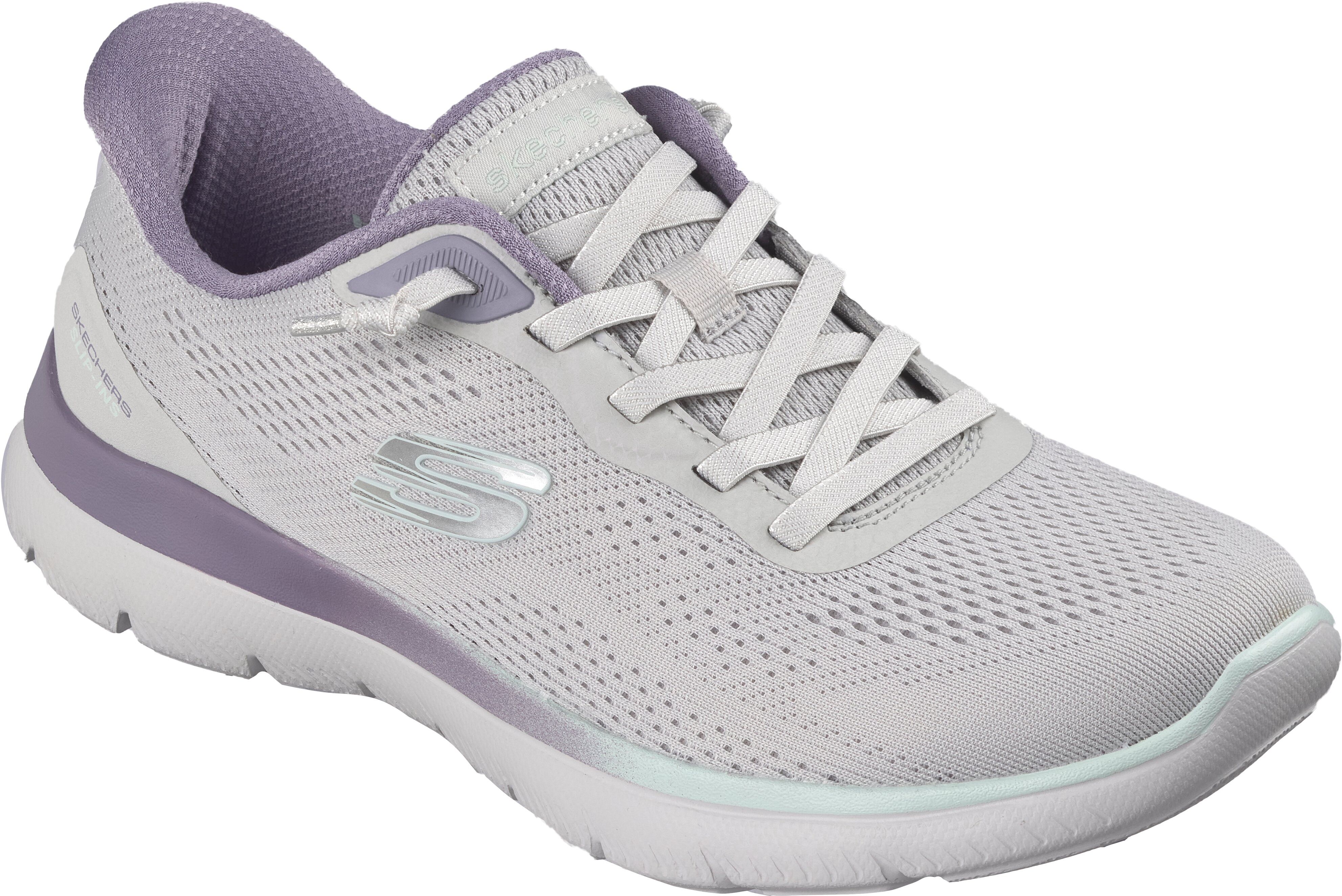 Slip-On Sneaker SKECHERS "SUMMITS", Damen, Gr. 37, Textil, grau, Schuhe Slip-On Sneaker, Schlupfschuh, Halbschuh, Freizeitschuh, mit Slip Ins