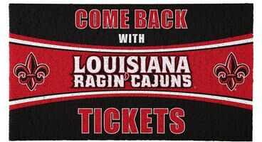 Evergreen "University of Louisiana-Lafayette 28 in. x 16 in. PVC ""Come Back With Tickets"" Trapper Door Mat"
