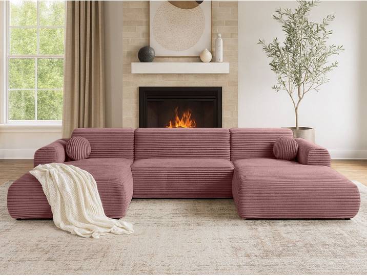 Beautysofa Ecksofa Puerto U-Form im modernen Stil, in 7 trendigen Farben zur Auswahl, Breite: 363 cm