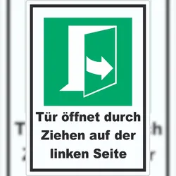 HB-Druck Tür öffnet durch Ziehen auf der linken Seite Aufkleber A7 (74x105mm)