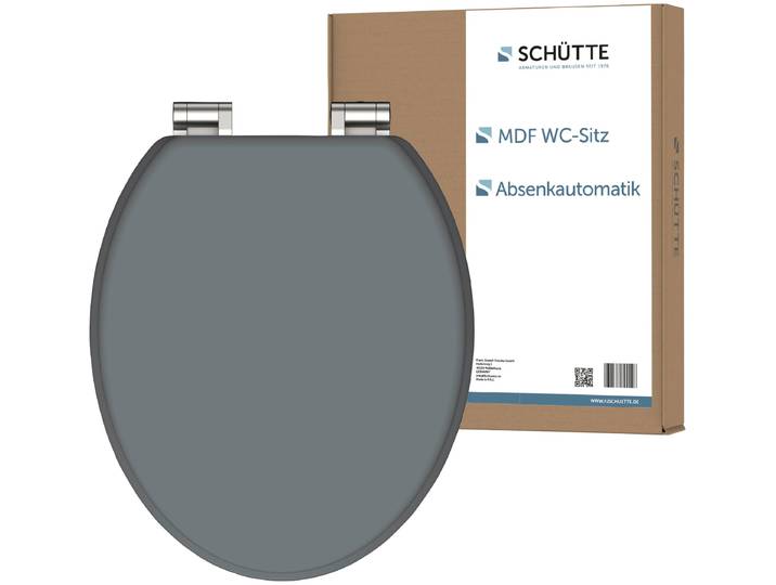 WC-Sitz SCHÜTTE SPIRIT GREY , grau, B:37,5cm H:5,5cm L:43,5cm, MDF - Mitteldichte Holzfaserplatte, WC-Sitze, WC-Sitz, Toilettendeckel, mit Absenkautomatik