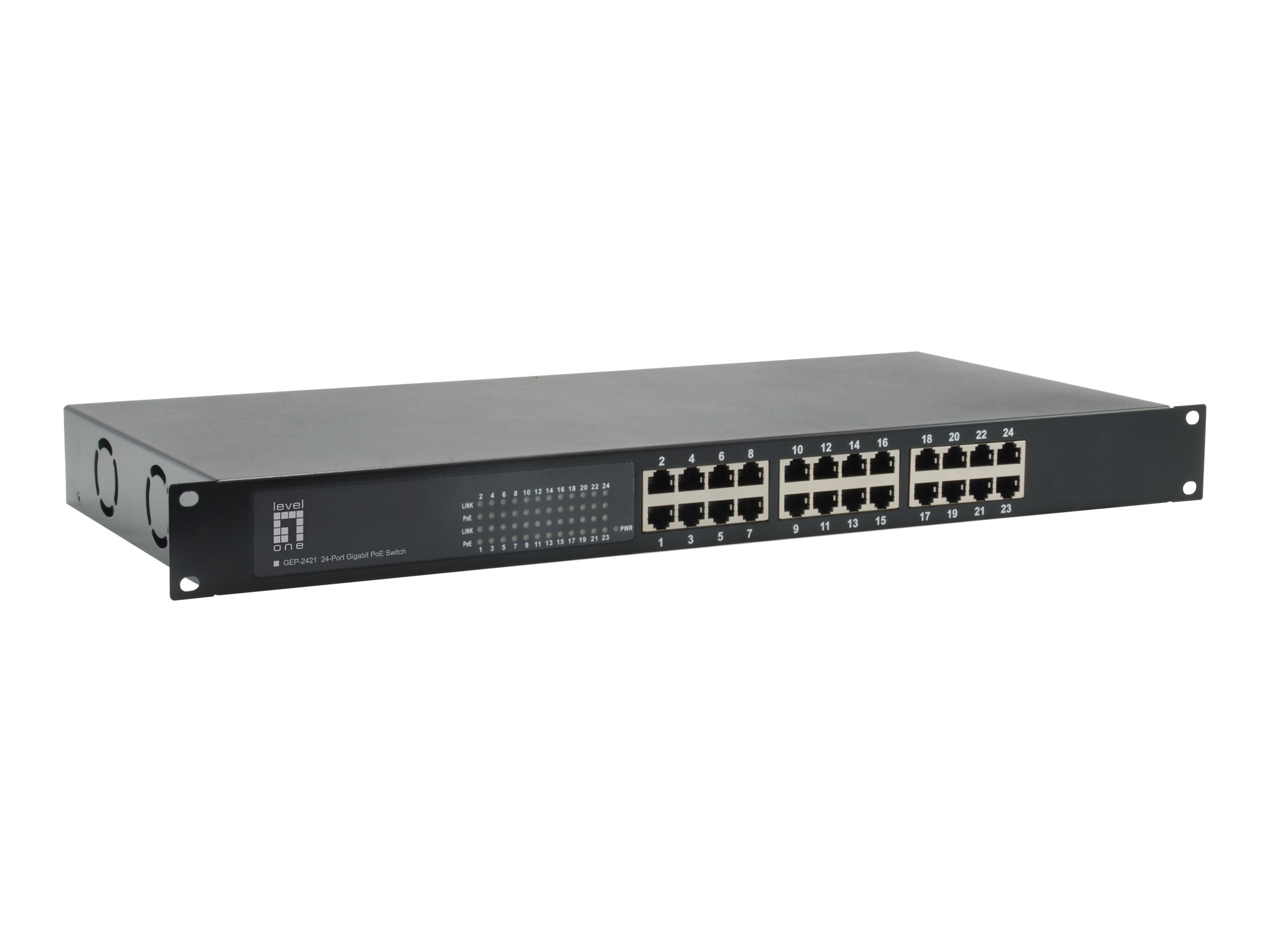 LevelOne GEP-2421W500, Unmanaged, Gigabit Ethernet (10/100/1000), Vollduplex, Power over Ethernet (PoE), Rack-Einbau