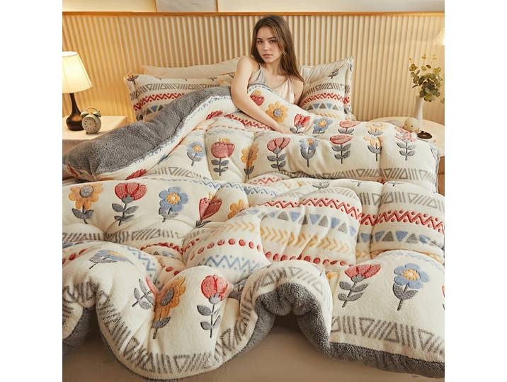 Confortable Double face velours couette noyau chambre velours épaissi couverture maison agneau polaire couette chaud couette noyau confortable