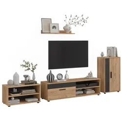 Vicco, Wohnwand, Wohnwand Berno, Goldkraft Eiche/Anthrazit, 4-teiliges Set (28.30 x 50.10 x 87.30 cm)