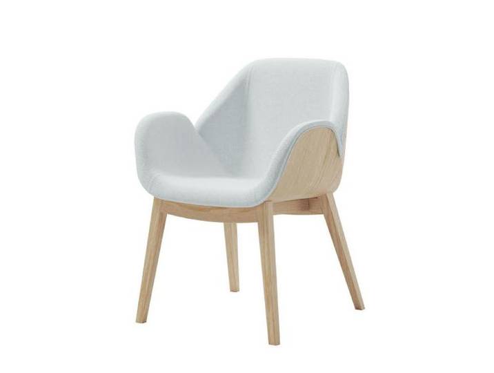 ALMA DESIGN fauteuil en frêne naturel rembourré LIPS (Cat. B Jojo - Bois courbé et tissu)