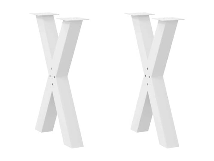 HGDFWRQW Esstischbeine Metall 2er-Set X-Form Tischgestell Weiß 60x73 cm Stabile Tischkufen für Küche und Arbeitszimmer mit verstellbaren Bodenschonern gegen Wackeln und Kratzer.