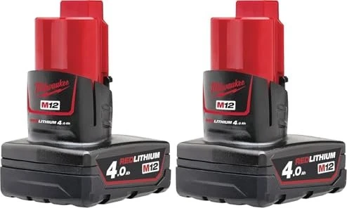Milwaukee Akku Set 2x M12 B4 12 V 4,0 Ah / 4000 mAh Li-Ion Einschub Akku ( 2x 4932430065 ) (12 V) (30261870)