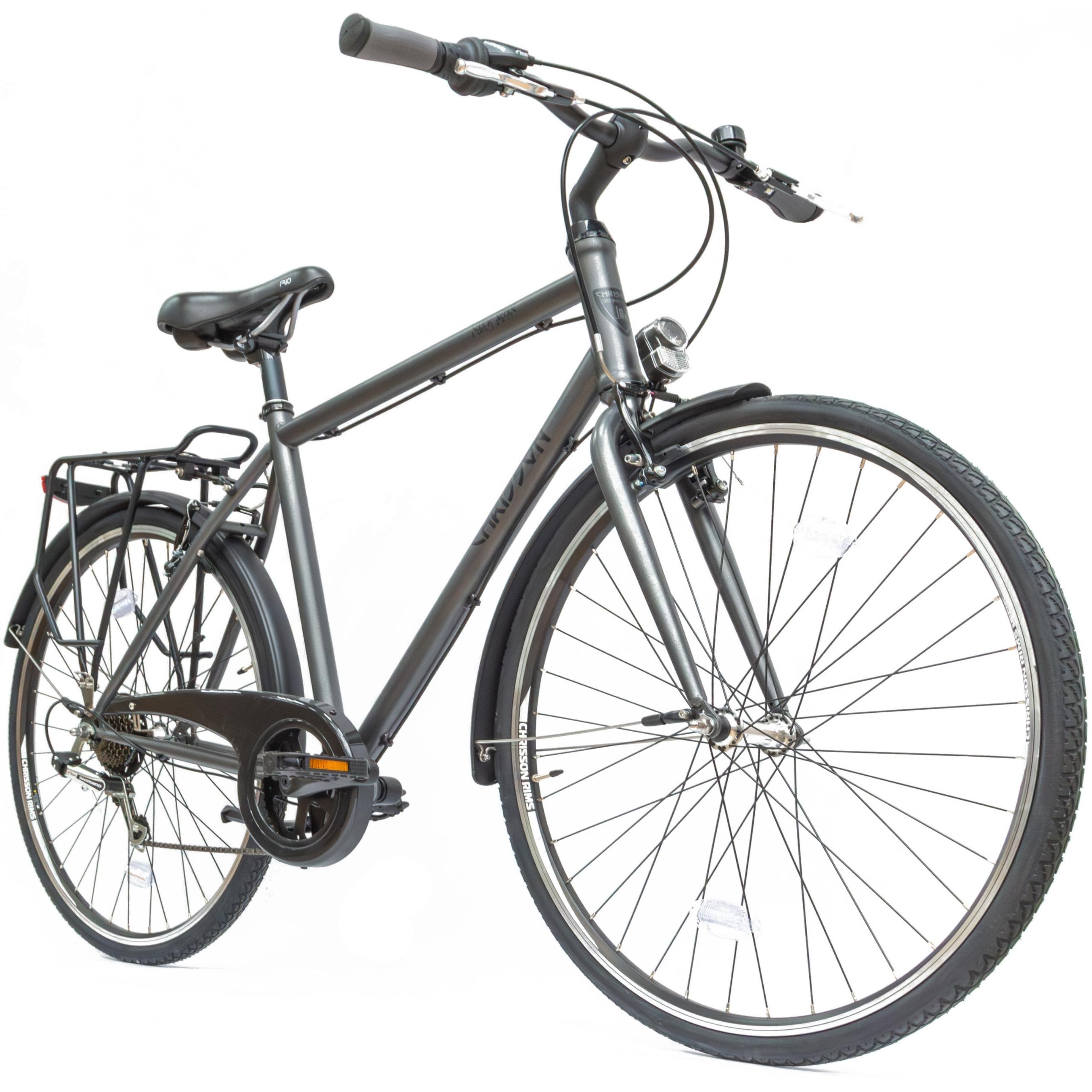 Herren Cityfahrrad 28 Zoll, Shimano, leicht, mit Beleuchtung, Gepäckträger und Schutzblechen