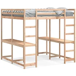 vidaXL Hochbett mit Schreibtisch & Leiter 160x200 cm Massivholz Kiefer