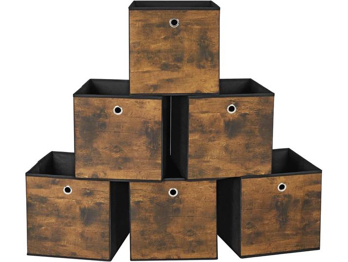 Aufbewahrungsbox 6er-Set faltbar vintagebraun Oxford-Gewebe
