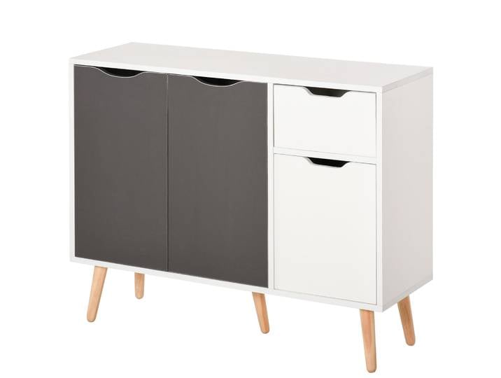 Buffet moderne HOMCOM avec 3 portes et un tiroir 90x30x72 cm blanc et gris