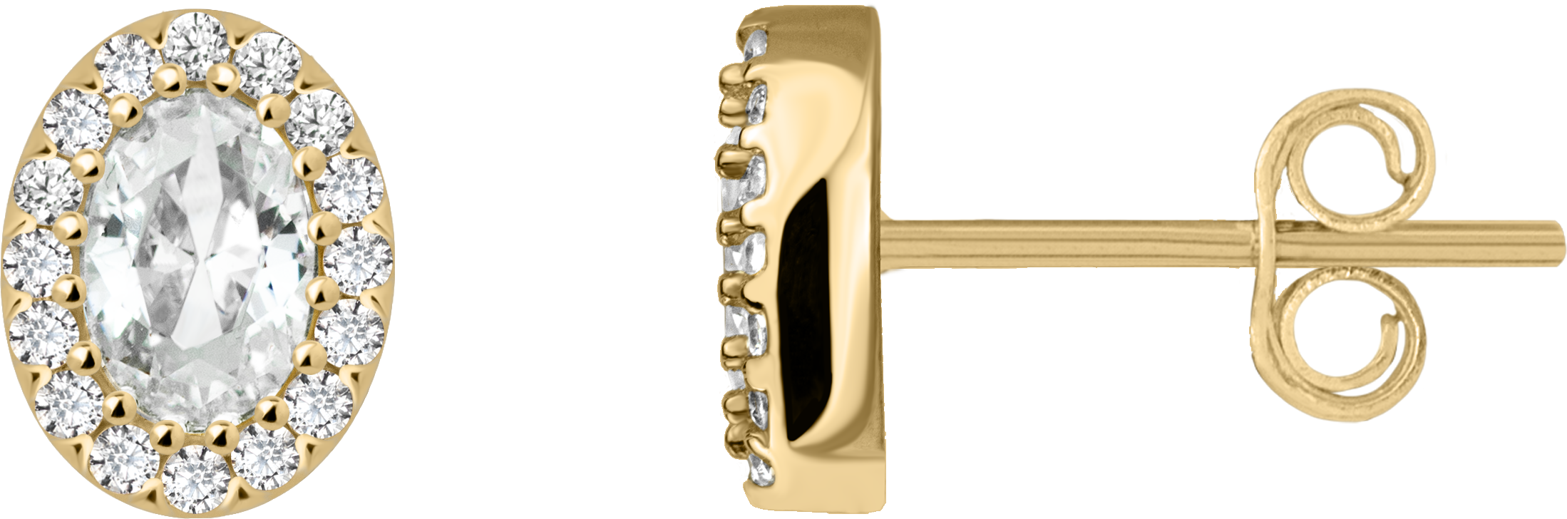 Jacques Lemans Ohrstecker, Gelbgold, 585/14K, Zirkonia 5x4mm