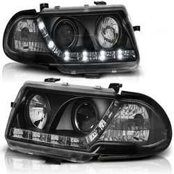 Scheinwerfer LED Tagfahrlicht Optik passend für Opel Astra F Bj. 94-98 Schwarz