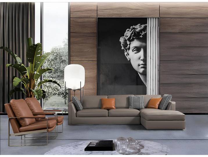 JVmoebel Ecksofa Elegantes graues Leder-Sofa im modernen italienischen Design, Made in Europa