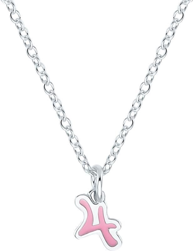 Prinzessin Lillifee Kinderkette mit Zahl 4 aus Sterlingsilber, Emaille silber