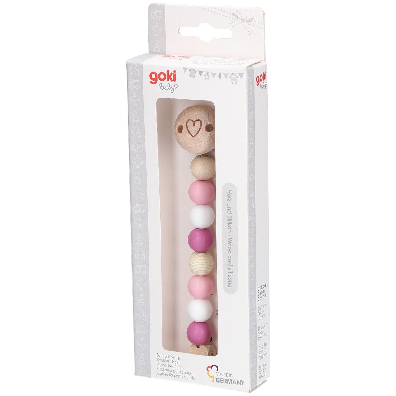 Goki Fopspeenketting Silicoon Fuchsia 1 St Schnullerkette