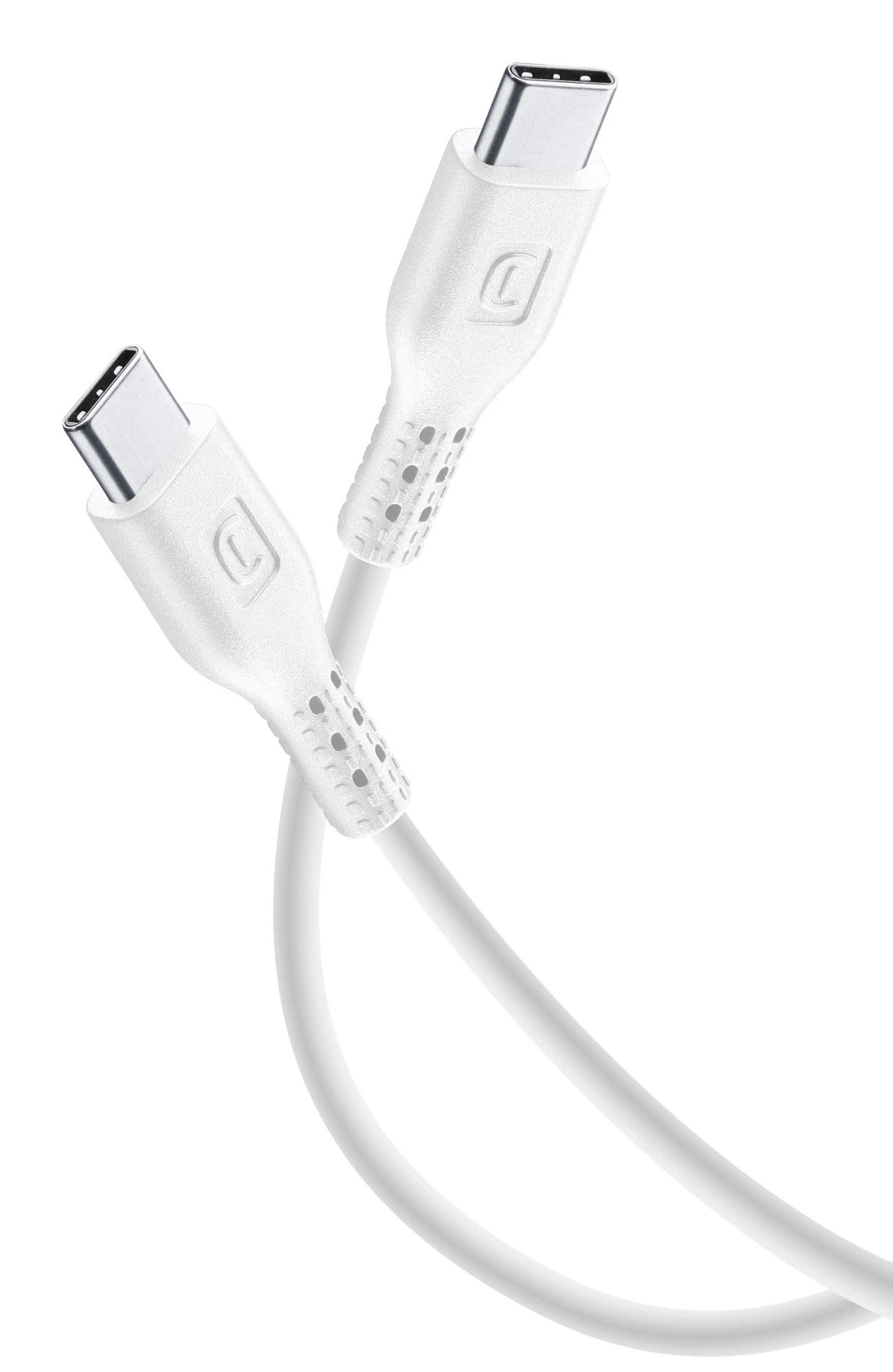 Cellular Line Stecker USB C auf USB C bis 60 W 3 m Power Cable (Weiß) 60337