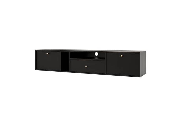 Margaret Hadas24 TV-Schrank TIVARO 180cm mit 2 Türen und Schubladen, ohne Füßen, schwarz