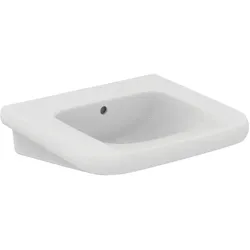 Ideal Standard Waschtisch Contour 21+ | Weiße SmartGuard+-Glasur | 600x555x175 mm | Ohne Hahnloch | Mit rundem Überlauf | Barrierefrei nach DIN 18040
