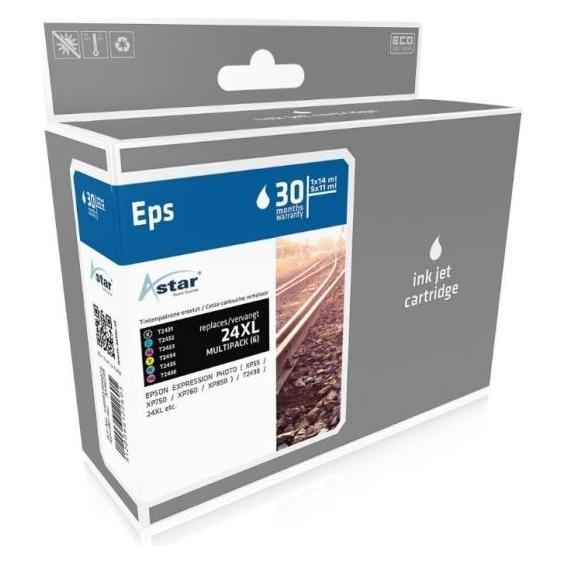 Astar 6er-Pack - Schwarz, Gelb, Cyan, Magenta, hell Magenta, hell Cyan - Tintenpatrone (entspri... (AS46249)