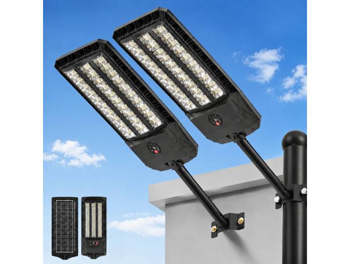 Lampadaires solaires 10000W pour extérieur, super lumineux, étanches, avec détecteur de mouvement, lampes solaires pour cour