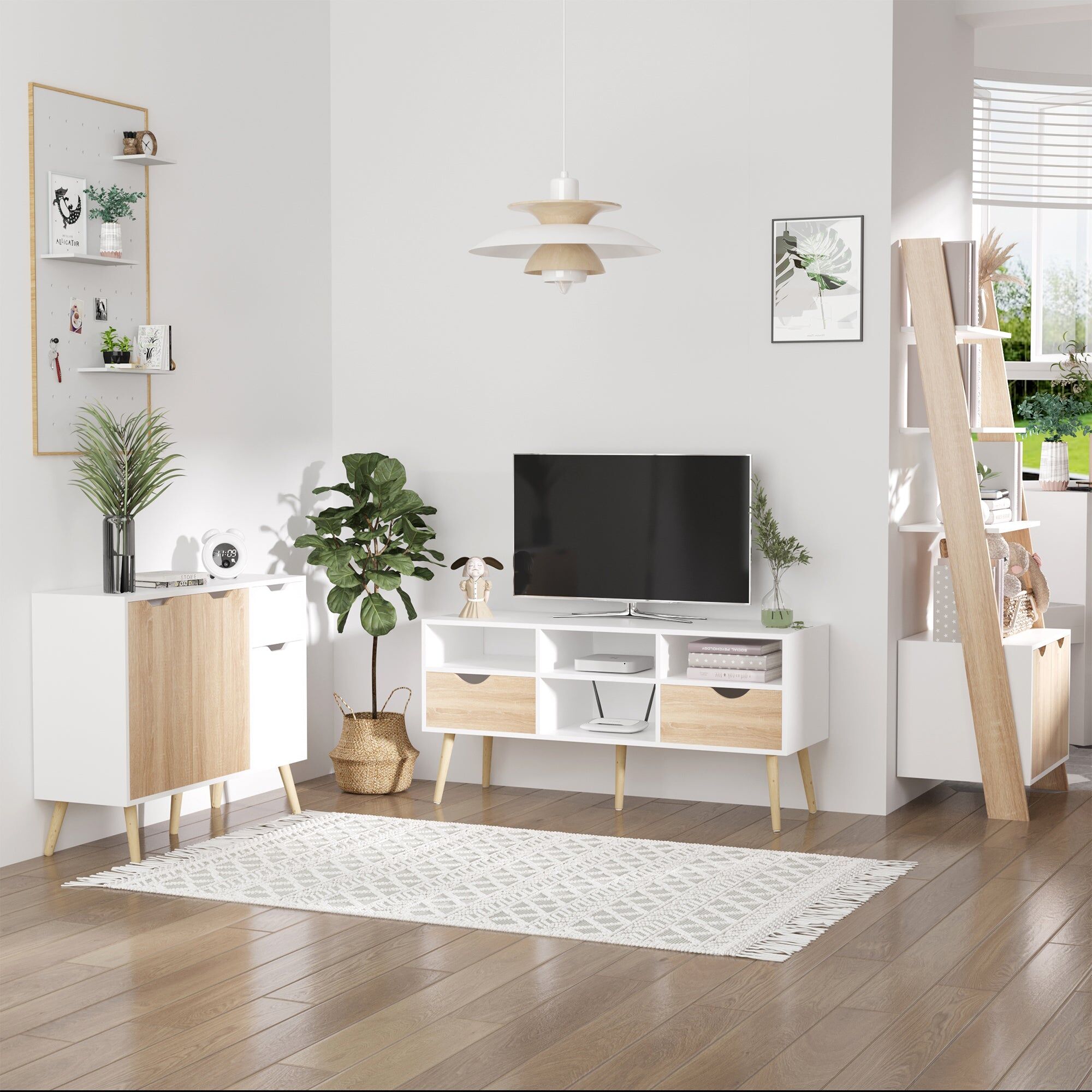 giordanoshop Mobile Multiuso 1 Cassetto 3 Ante 90x30x72 cm in Legno Color Legno...