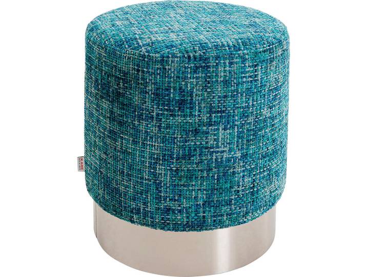 Kare-Design Hocker, Silber, Hellblau, Metall, rund, 39x47x39 cm, Stoffauswahl, Wohnzimmer, Hocker, Sitzhocker