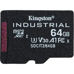 Kingston microSDXC Industrial (64 GB, microSDXC, U3, UHS-I), Speicherkarte, Schwarz