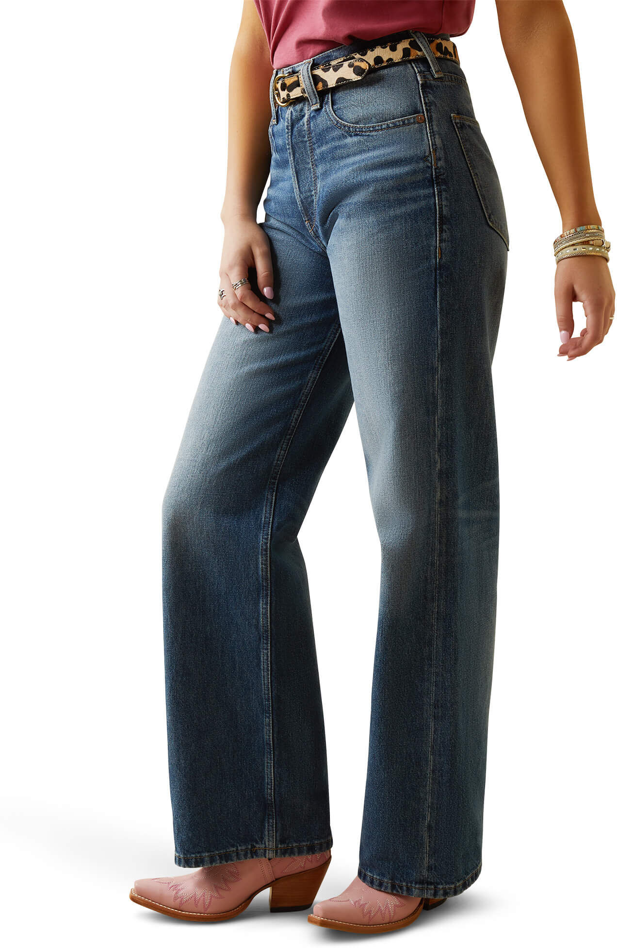 Women's Ultra High Rise Tomboy Wide Jeans in Moana Cotton, Size: 34 Regular by Ariat
