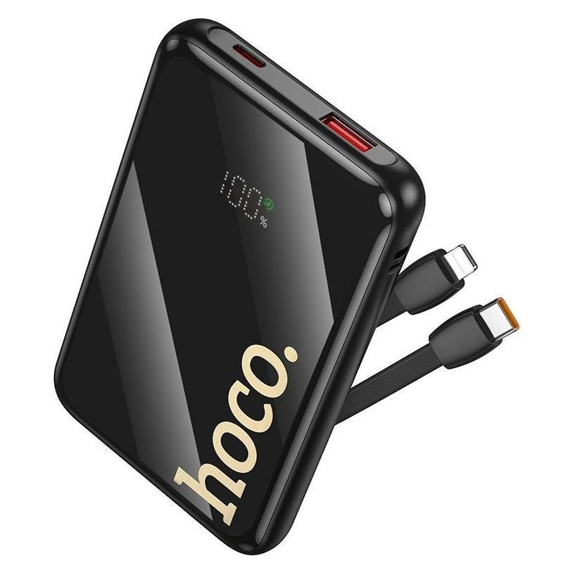 Hoco - Q37 Graceful Powerbank 10000mAh mit 22.5W+PD20W und 1 x Lightning + 1 x USB-C Kabel, schwarz (10000 mAh, 22.50 W, 38.50 Wh) (65010688)