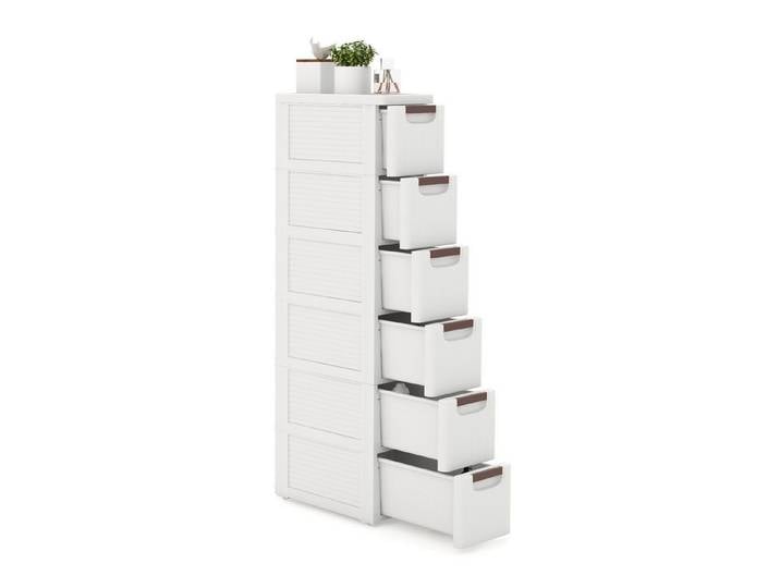 KOMFOTTEU Sideboard, Nischenschrank schmal, Badschrank mit Schubladen & Rollen
