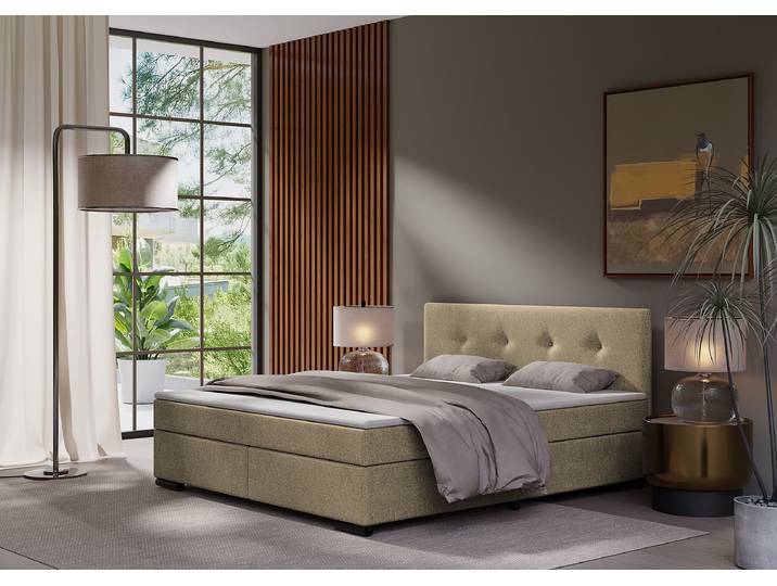 Boxspring-/Familienbett Rheem Typ A 180 x 200cm Webstoff Mavie Beige
