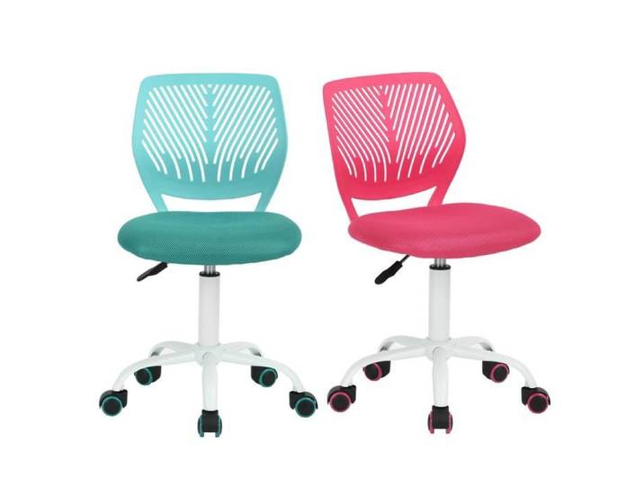 Chaise de Bureau - FURNITURER - Lot de 2 - Hauteur réglable - Siège ergonomique en tissu - Pour enfant