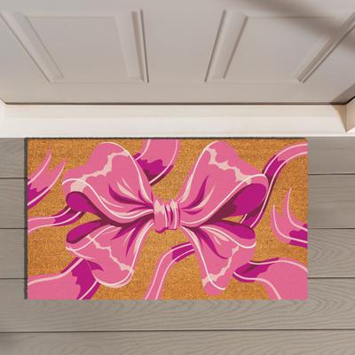 Evergreen "Bunny Blooms Bright Bow Coir Mat 30""x18"" - 30"" x 18"""