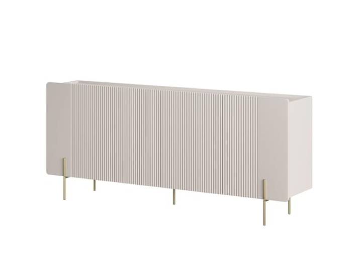 Lomadox Wohnzimmer Sideboard 200 cm breit in Kaschmir mit Rillenfront, Metallbeine in goldfarben, griffloses Design, Softclose-Funktion