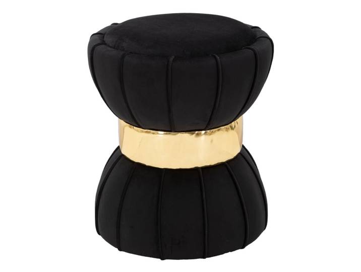 Tabouret rembourré en tissu noir ø cm 40x44