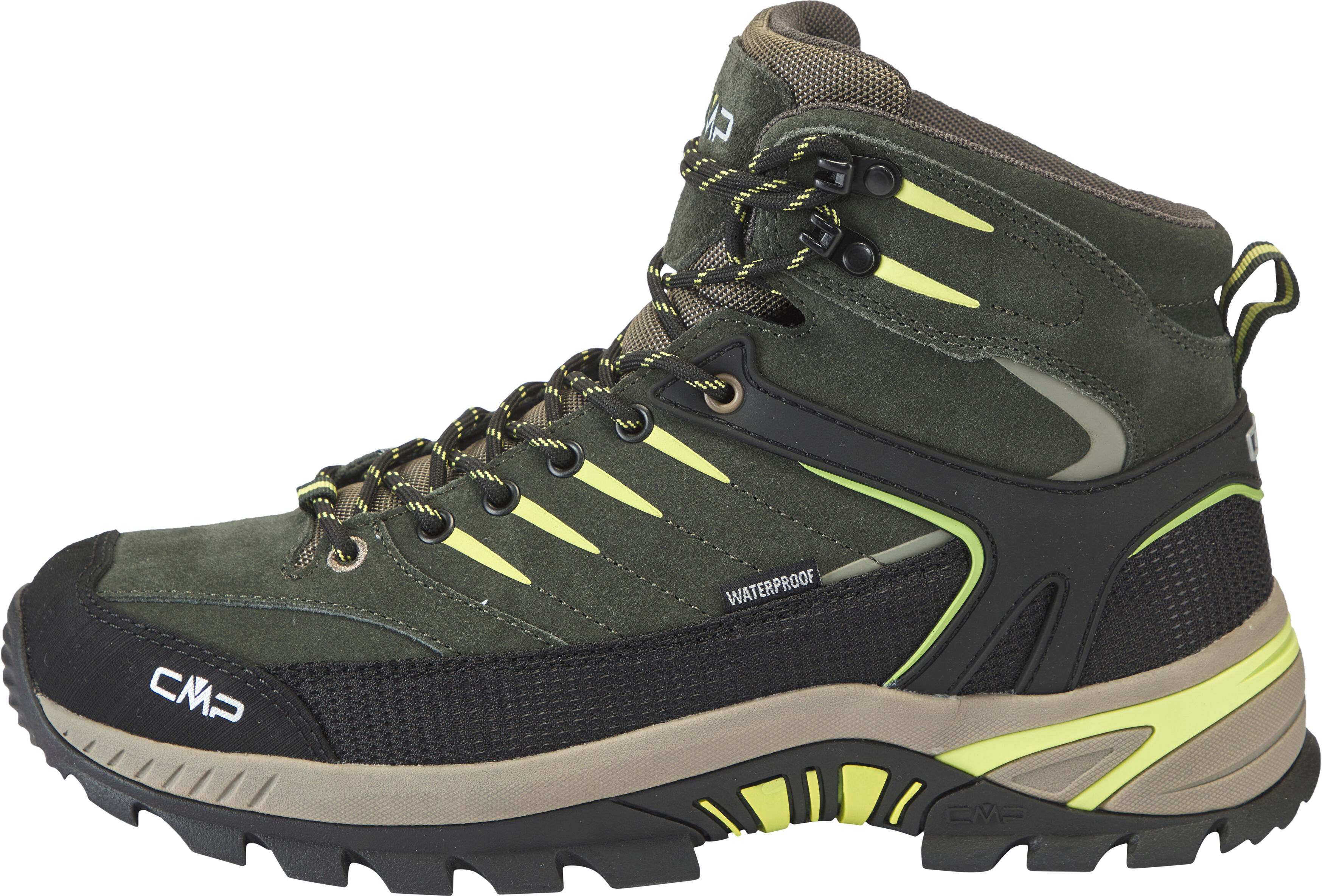 Wanderschuh CMP "RIGEL 2.0 MID WP TREKKING SHOES", Herren, Gr. 40, Synthetik, grün (pine, mela), Leder, Schuhe Wanderschuh, wasserdicht pine, mela 40, Synthetik