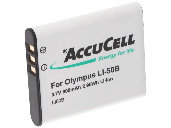 AccuCell Olympus LI-50B - Vervangende batterij - Li-ion 3.7V 770-925mAh - Zwart