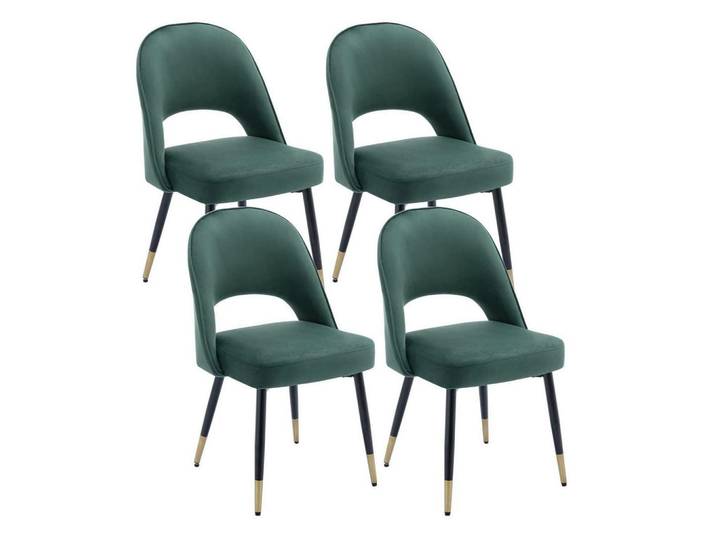 Esszimmerstuhl 4er Set Samt Grün, 50x86x58 cm, Esszimmer, Stühle