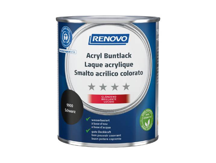 Renovo Acryl Buntlack Schwarz Glänzend 750 ml