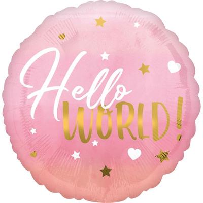 Folienballon Hello World Girl Baby Shower