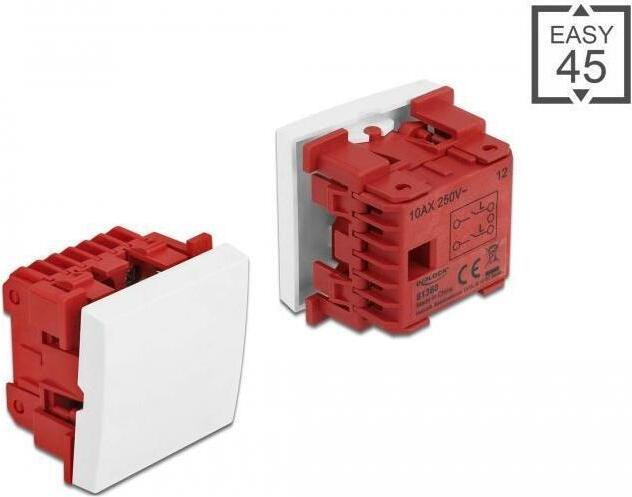 Delock Easy wisselcontactschakelaar, 2-polig, wit, 45 x 45 mm, 250 V