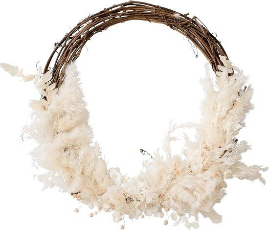 Unyqoos Gedroogde bloemenkrans, crèmekleurig/beige, diameter: 30 cm
