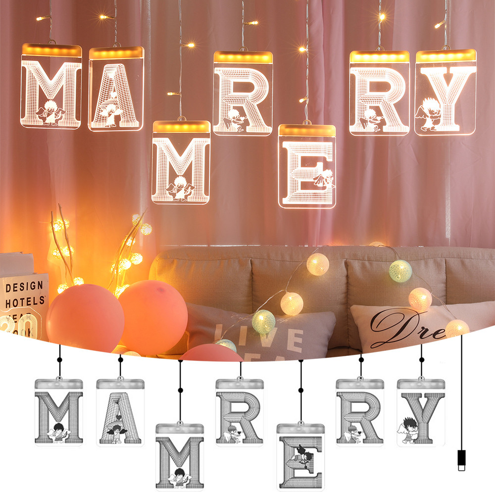 Rosikey LED-lichtslingers met Marry Me-bord, warmwitte decoratieve lichtjes voor bruiloften, verlovingsaanzoeken en jubilea
