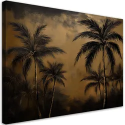 WANDBILD tropische palmen in grau