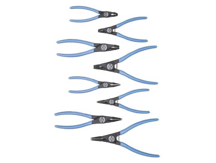 GEDORE Assortiment de pinces de montage\, 8 pièces\, Jeu d’outils pour circlips intérieurs et extérieurs\, Becs droits et coudés à 90°\, 1101-001