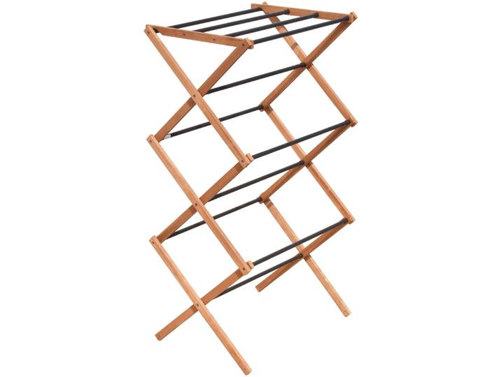 Wäscheständer BISCHOF Falt-Turm , braun (schwarz, braun), B:73cm H:97,2cm T:38,5cm, Holz, Metall, Wäscheständer, Wäscheständer, Eschenholz/Metall, 5 kg. Belastbarkeit, platzsparend zu verstauen